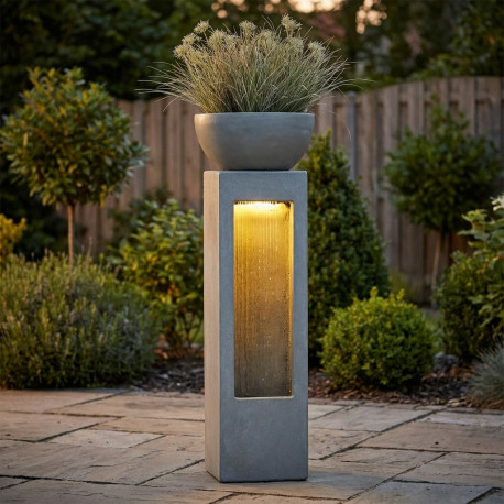 Fontaine moderne avec jardinière kit complet avec pompe - Lumineo