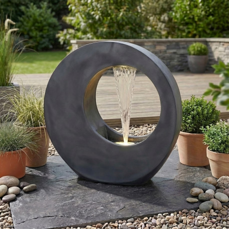 Fontaine moderne cercle kit complet avec pompe - Lumineo