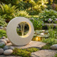Fontaine moderne cercle kit complet avec pompe - Coloris blanc - Lumineo