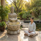 Fontaine XXL Bouddha sur fleur de lotus kit complet avec pompe - Art-Pond