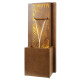Fontaine lame d'eau décor feuilles H107cm en acier galvanisé avec éclairage LED et pompe - Lumineo