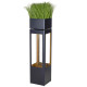 Fontaine XL design jardinière H121cm en acier galvanisé avec éclairage LED et pompe - Coloris noir - Lumineo