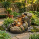 Fontaine rivière naturelle L110cm en polyrésine avec éclairage LED et pompe - Lumineo