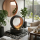 Fontaine moderne bicolore H91cm en polyrésine avec éclairage LED et pompe - Lumineo