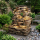 Fontaine cascade rocheuse H100cm en polyrésine avec éclairage LED et pompe - Lumineo