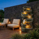 Fontaine cascade rocheuse XXL H202xL102cm en polyrésine avec éclairage LED et pompe - Lumineo