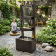 Fontaine XL cascade moderne H150cm en acier galvanisé avec éclairage LED et pompe - Lumineo
