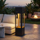 Fontaine XL design jardinière H121cm en acier galvanisé avec éclairage LED et pompe - Coloris noir - Lumineo