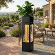 Fontaine XL design jardinière H121cm en acier galvanisé avec éclairage LED et pompe - Coloris noir - Lumineo