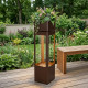 Fontaine XL design jardinière H121cm en acier galvanisé avec éclairage LED et pompe - Coloris rouille - Lumineo