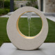 Fontaine moderne cercle H72cm en polyrésine avec éclairage LED et pompe - Coloris blanc - Lumineo
