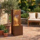 Fontaine lame d'eau décor feuilles H107cm en acier galvanisé avec éclairage LED et pompe - Lumineo