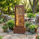 Fontaine XL décor floral H123cm en acier galvanisé avec éclairage LED et pompe - Lumineo