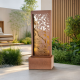 Fontaine XL décor floral H123cm en acier galvanisé avec éclairage LED et pompe - Lumineo