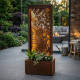 Fontaine XL décor floral H123cm en acier galvanisé avec éclairage LED et pompe - Lumineo