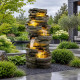 Fontaine cascade rocheuse XXL H202xL102cm en polyrésine avec éclairage LED et pompe - Lumineo