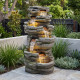 Fontaine cascade rocheuse XXL H202xL102cm en polyrésine avec éclairage LED et pompe - Lumineo